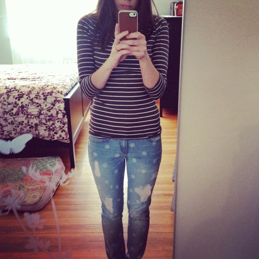 GAP Always Skinny Polka Dot Blue Jeans 25